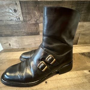 Cole Haan Mens City Boots Size 10.5 M Leather Black Side Zip Buckle